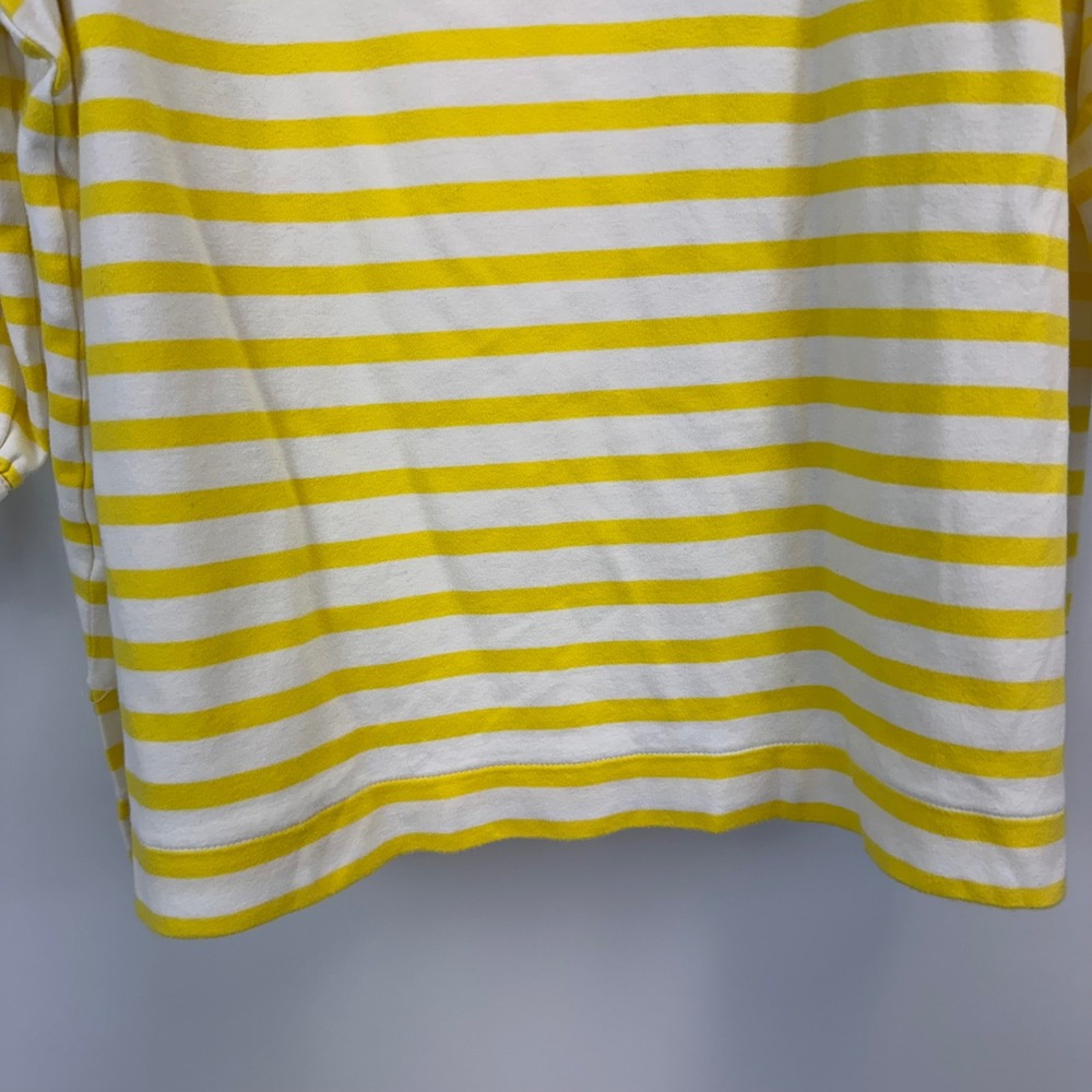 Talbots Woman Yellow White Striped Funnel Neck Tie Cuff‎ Cotton Top 3X VN4900 - Picture 7 of 14